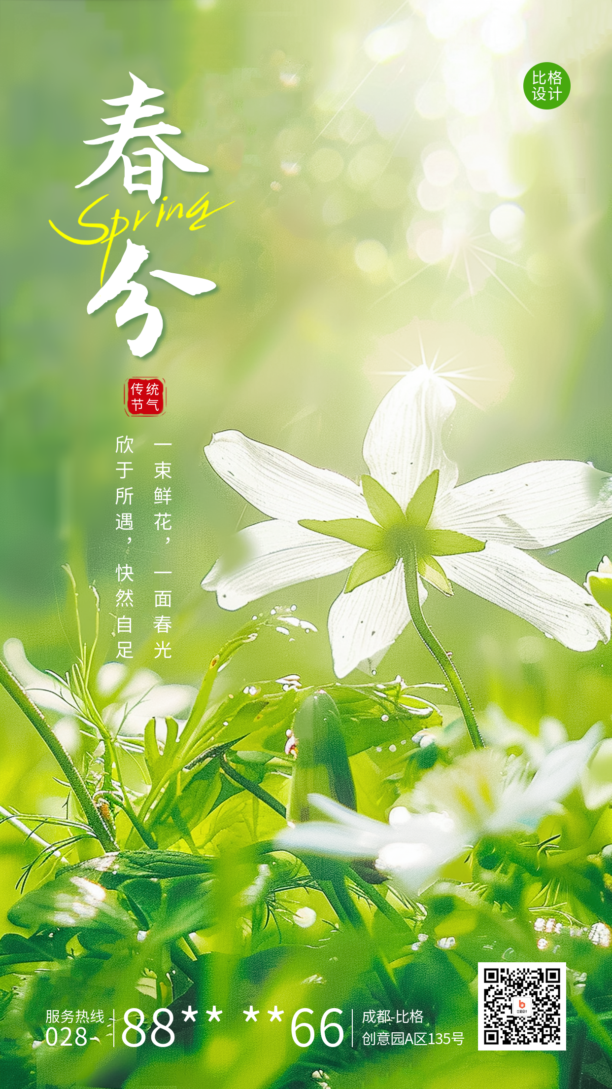 春分节气祝福实景宣传海报