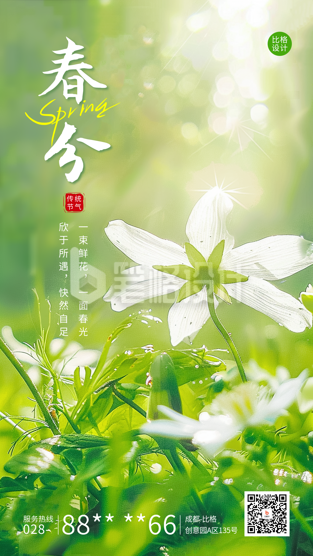 春分节气祝福实景宣传海报