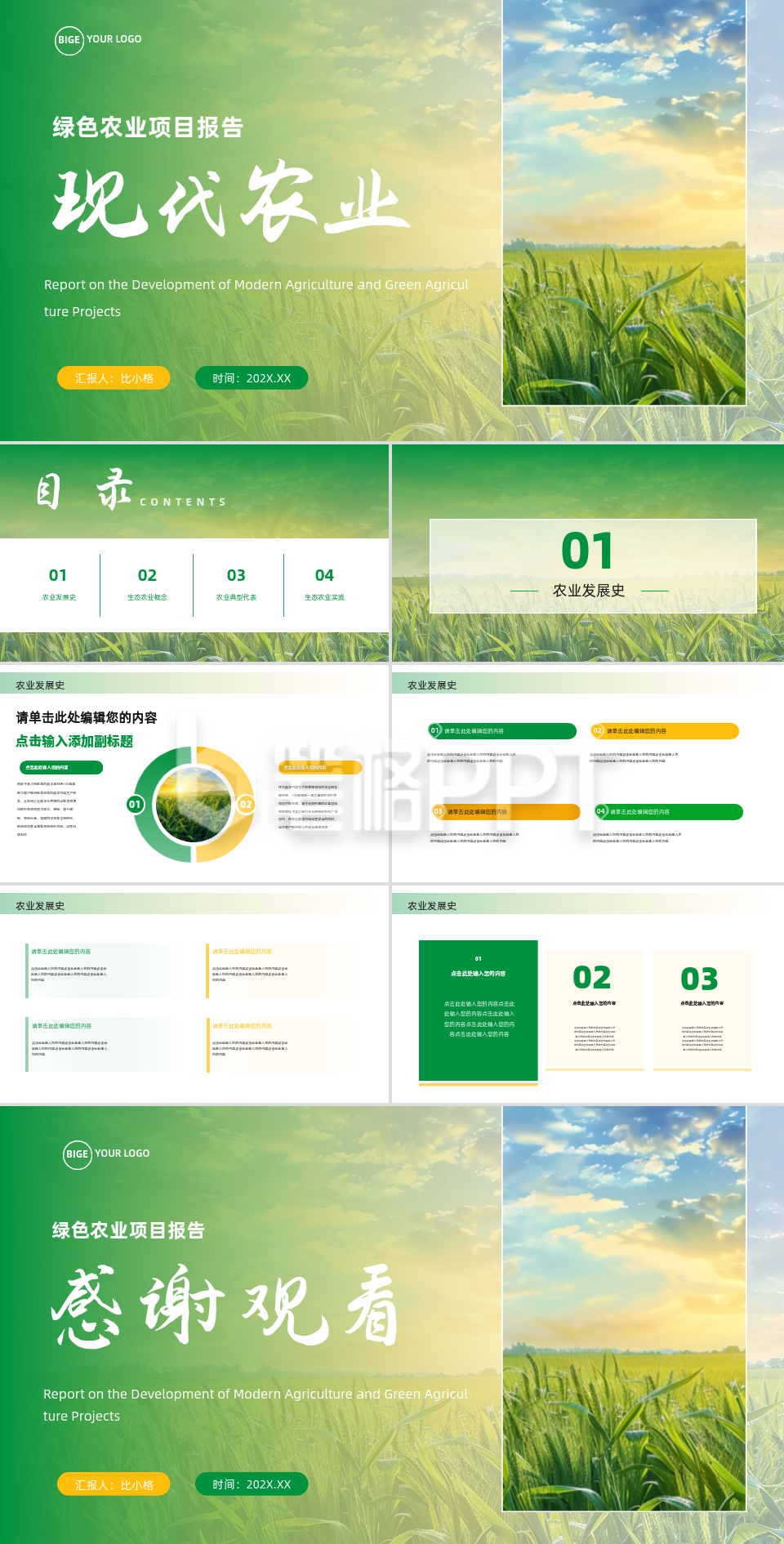 简约绿色现代农业项目报告PPT
