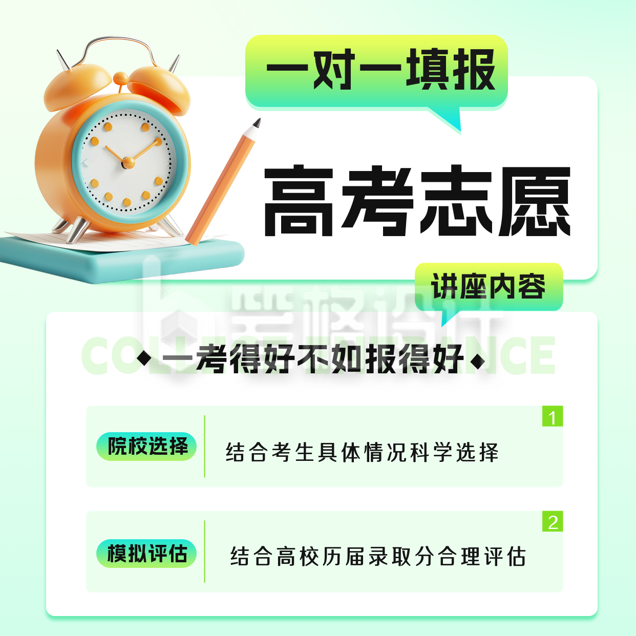 高考志愿填报讲座方形海报