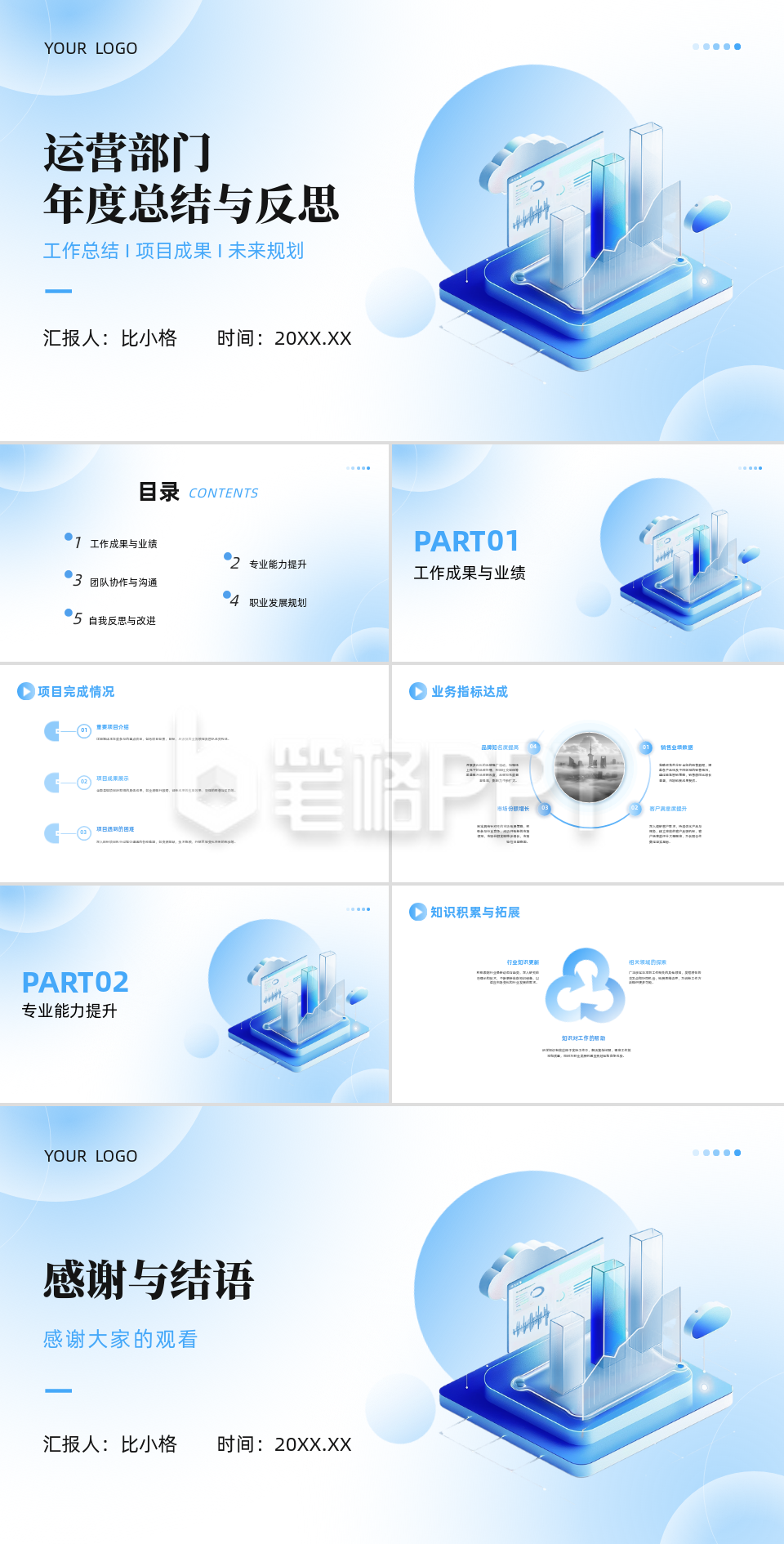 3D商务运营部门年度总结与反思PPT