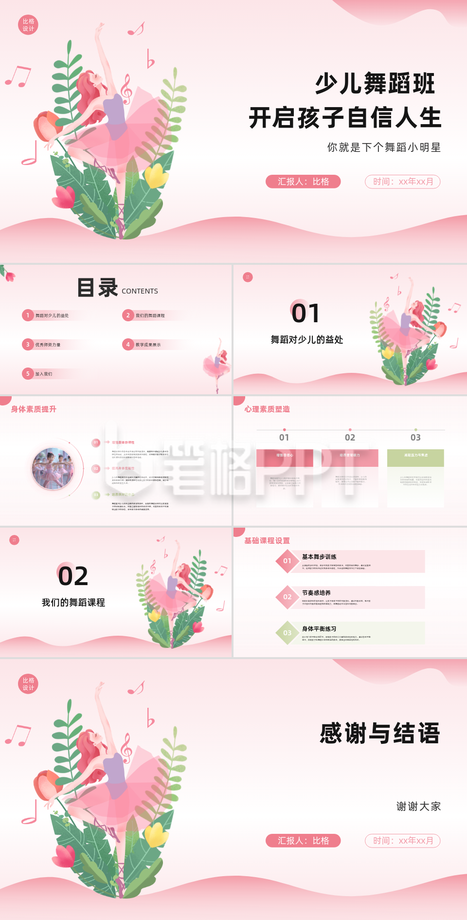 手绘清新少儿舞蹈班开启孩子自信人生PPT 手绘清新少儿舞蹈班开启孩子自信人生PPT