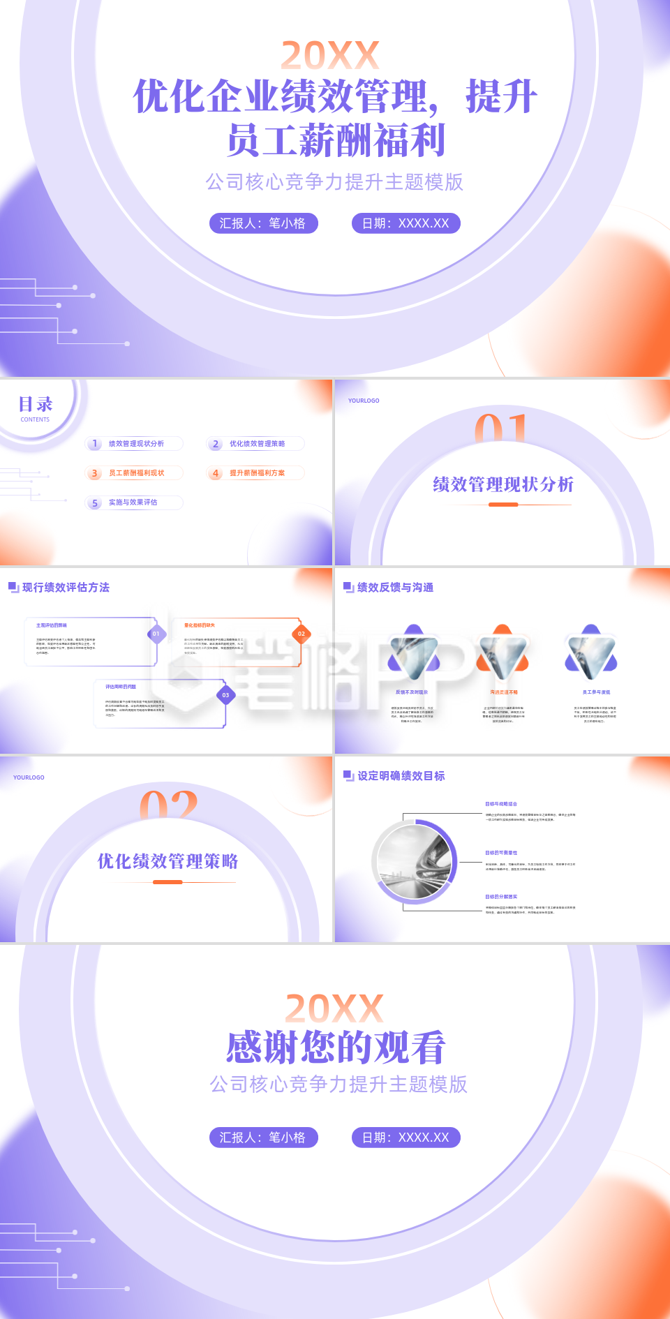 简约实景优化企业绩效管理提升员工薪酬福利PPT