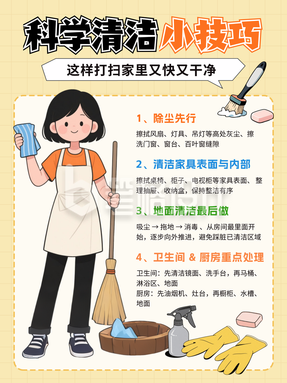 科学清洁打扫卫生小技巧宣传小红书封面 科学清洁打扫卫生小技巧宣传小红书封面