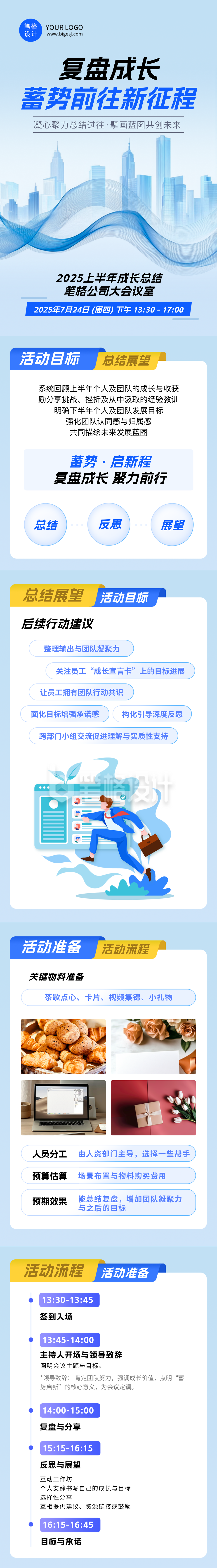 企业年中总结会议宣传蓝色科技简约公众号长图 企业年中总结会议宣传蓝色科技简约公众号长图