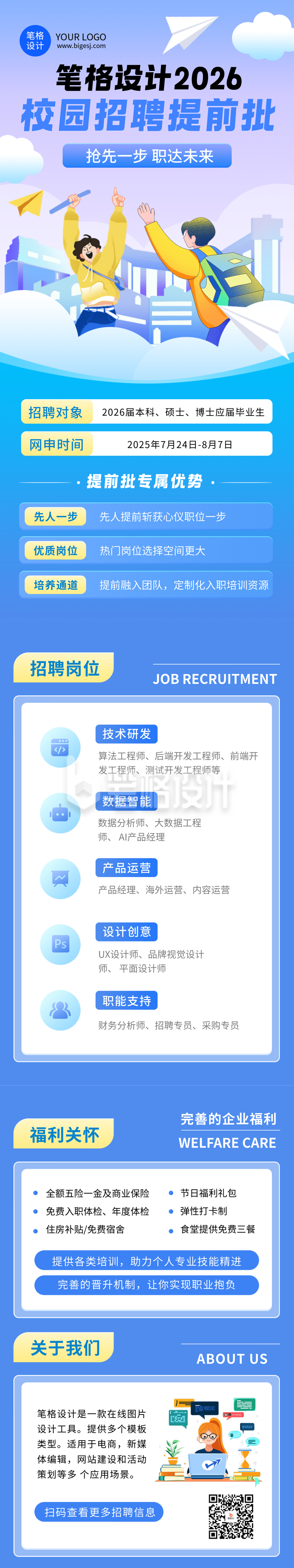 企业招聘信息蓝色公众号长图 企业招聘信息蓝色公众号长图