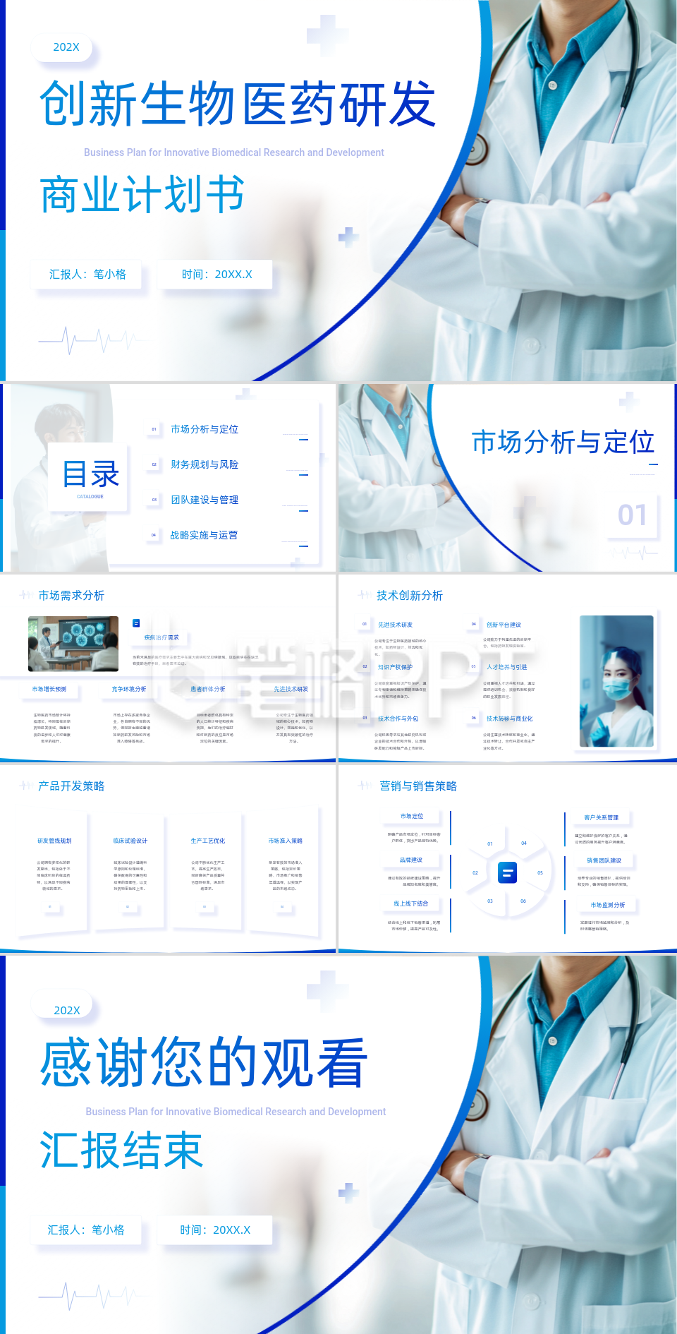 蓝色商务风创新生物医药研发商业计划书PPT