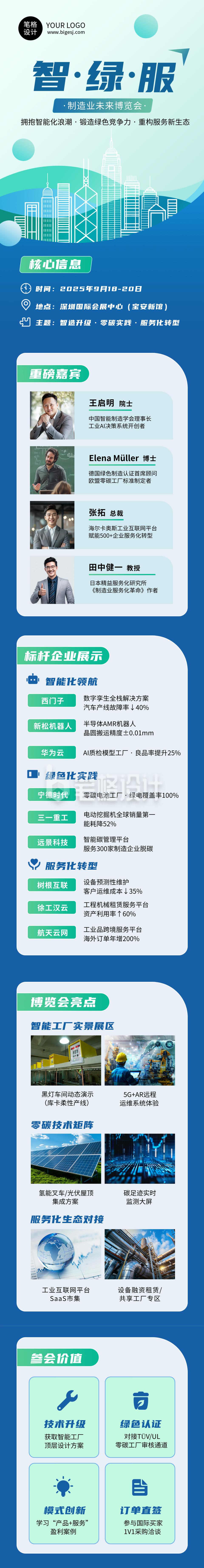 制造业峰会商务活动蓝色简约公众号长图