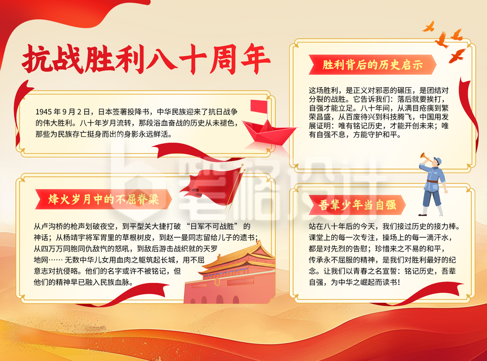 抗日战争胜利知识科普手抄报