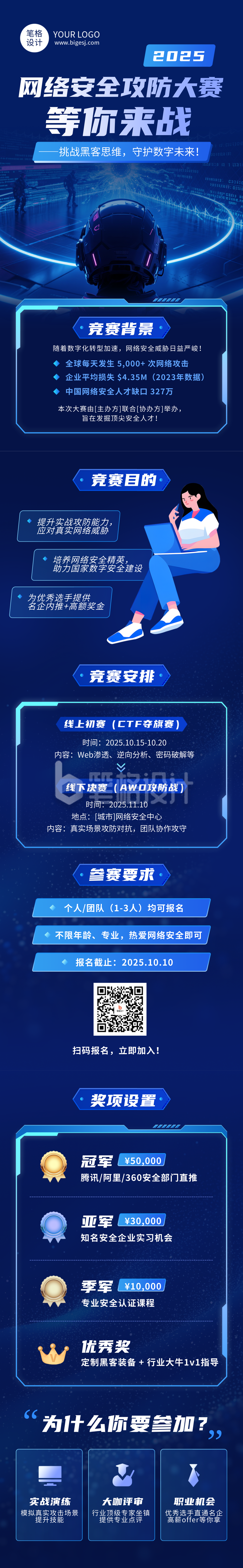 网络安全比赛科技蓝色简约公众号长图 网络安全比赛科技蓝色简约公众号长图