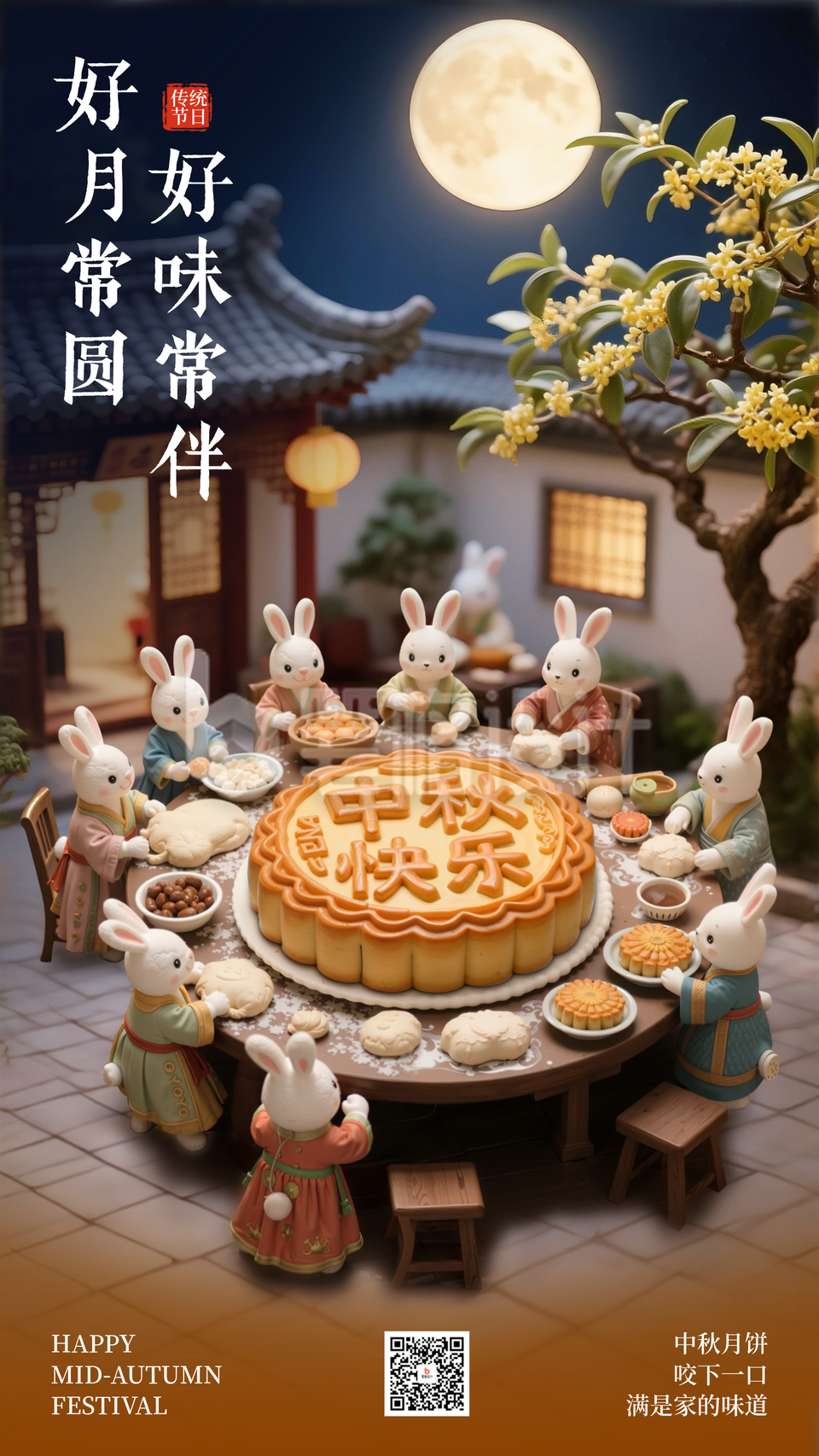 中秋节祝福宣传手机海报
