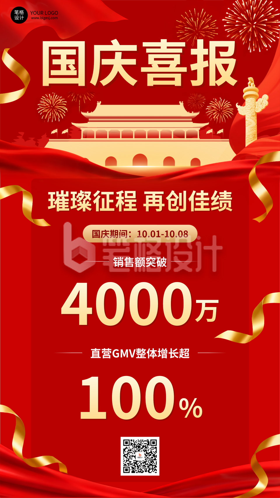 国庆喜报手机宣传海报