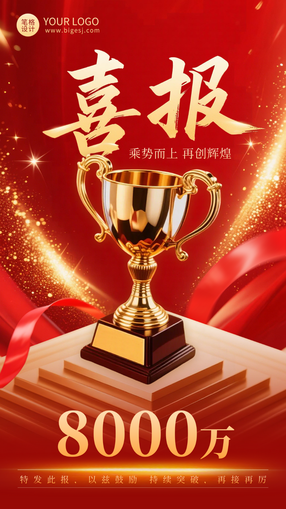 红色喜庆业绩表彰海报