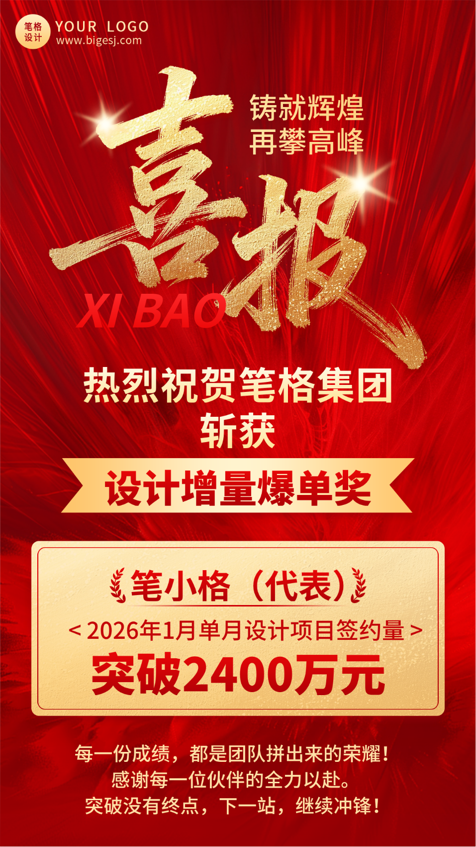 红色喜报表彰手机宣传海报