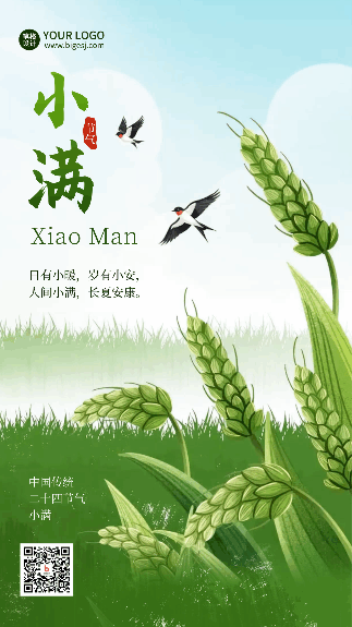 小满节气宣传麦子手绘海报