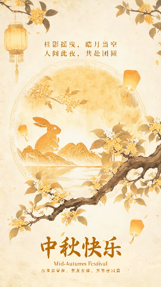 中秋节祝福金色国风动态海报