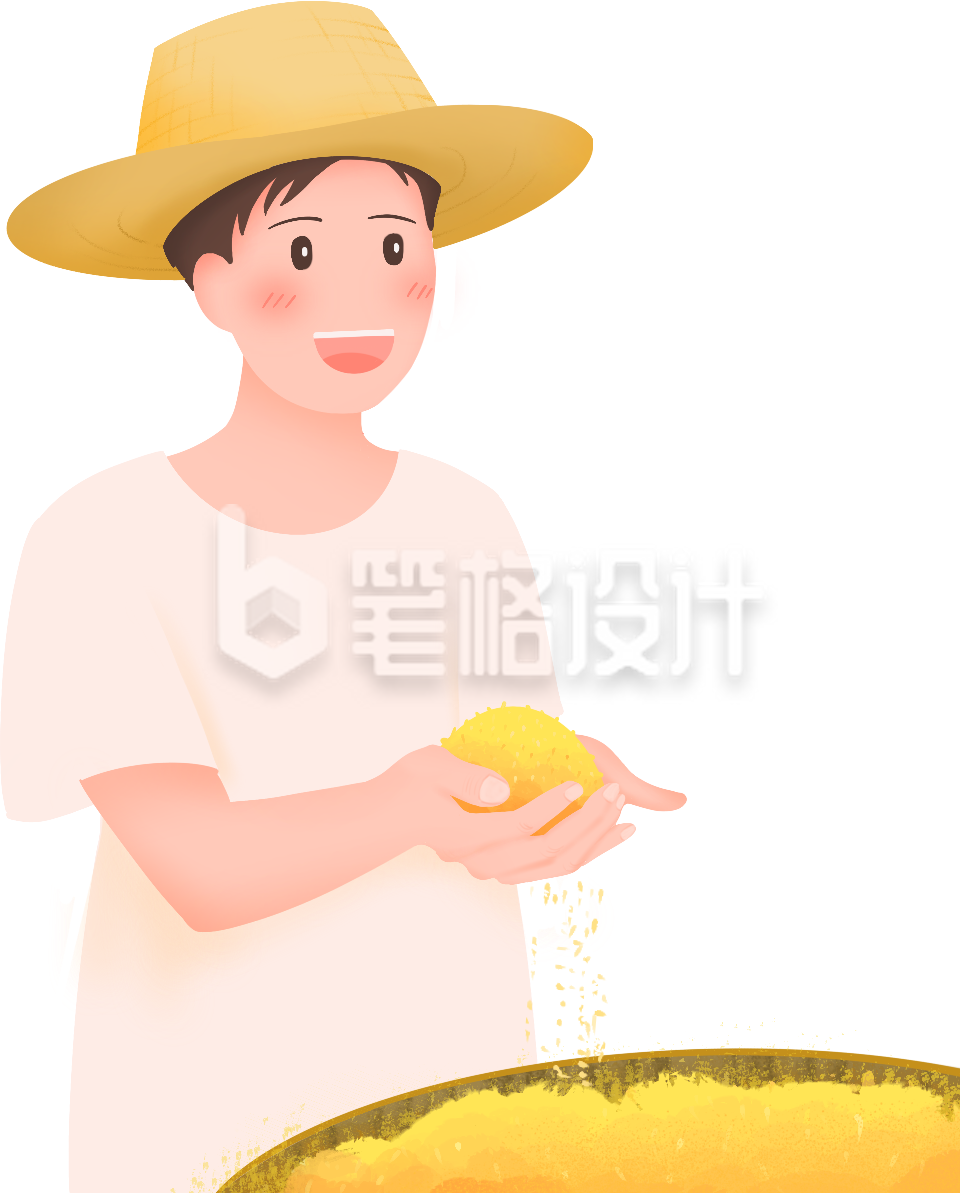 农民伯伯丰收手绘插画