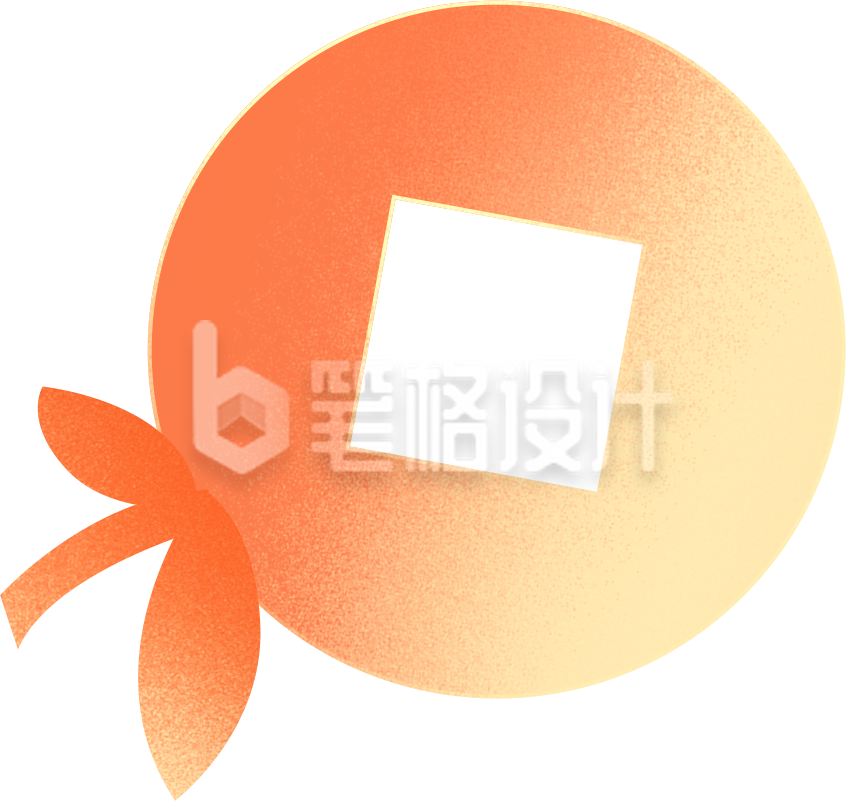 橙色渐变风创意金币橘子