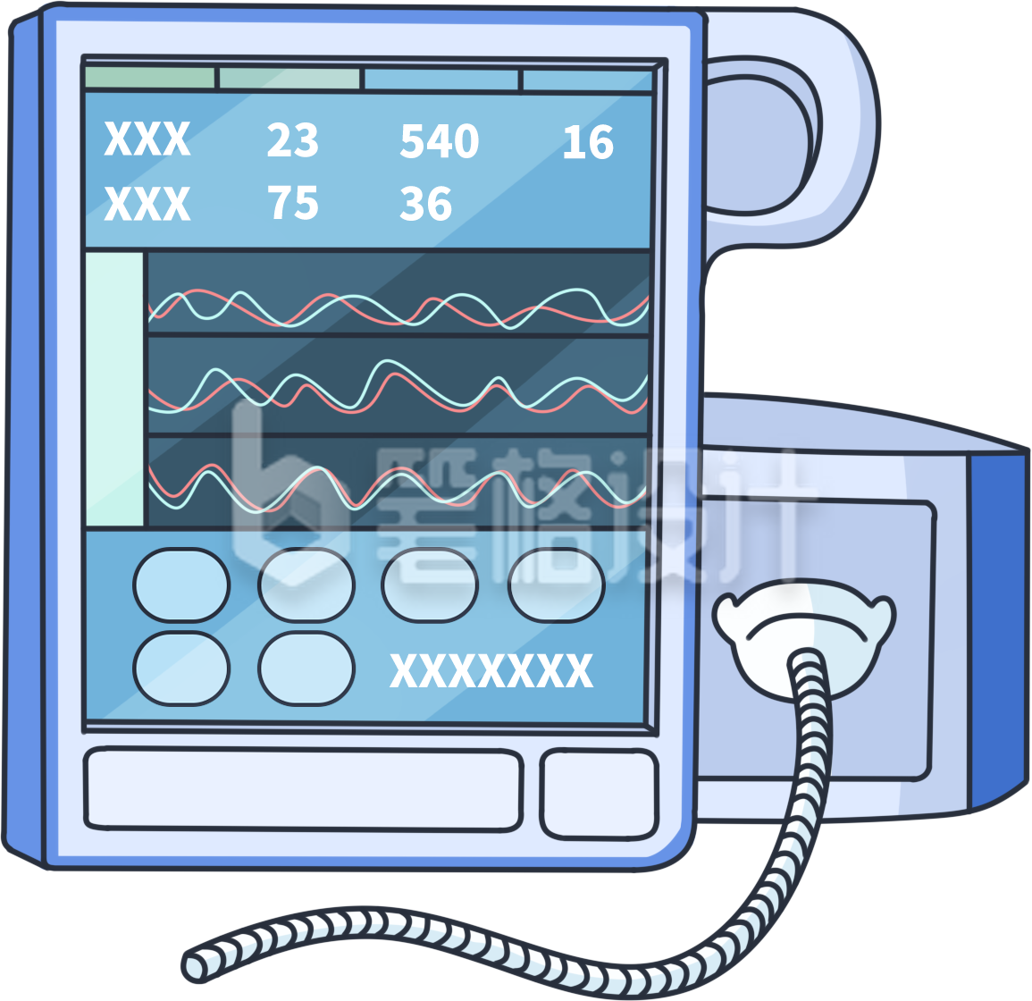 医疗心电图检测仪手绘