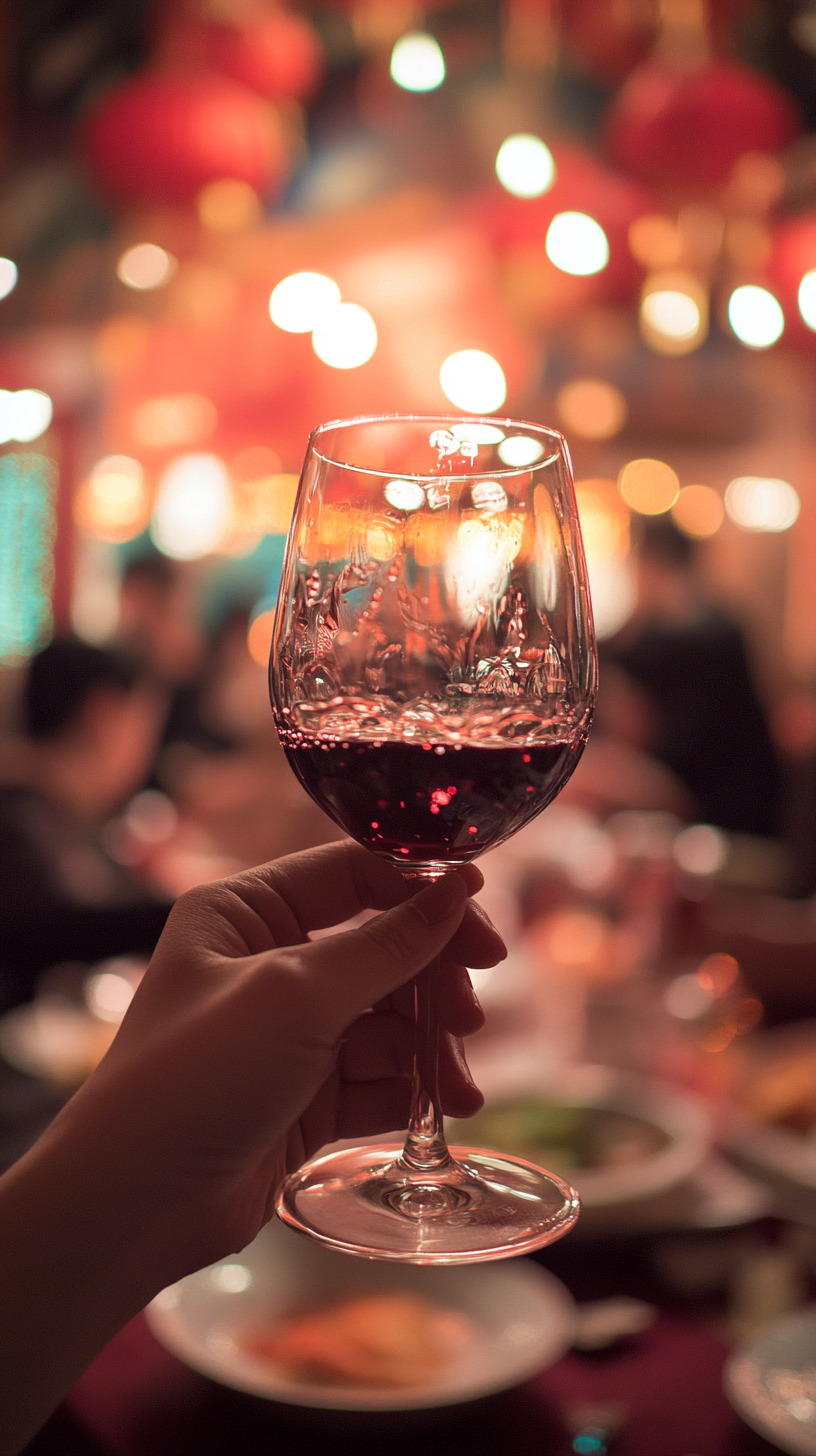 手持红酒杯