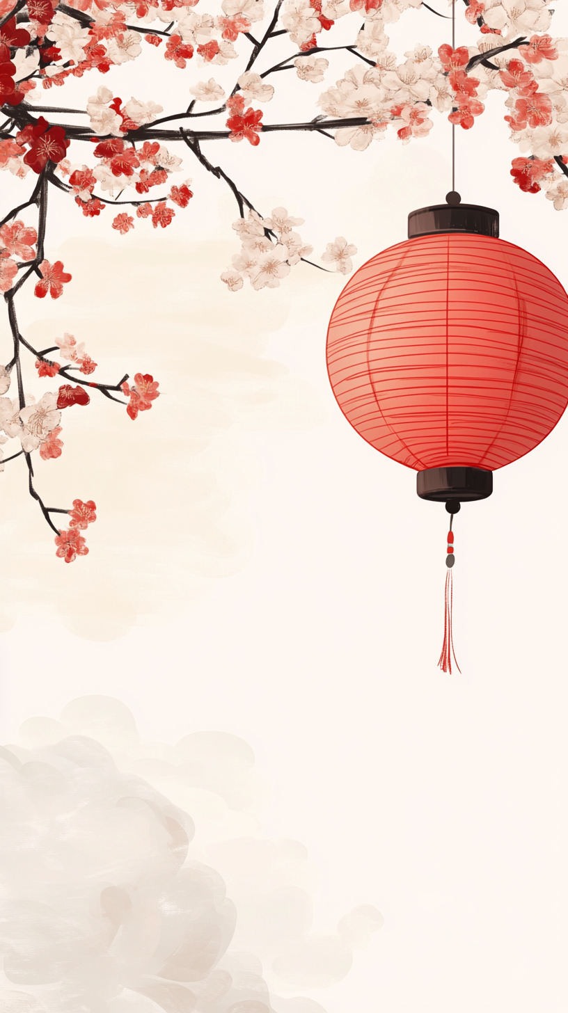 红灯笼配花枝图