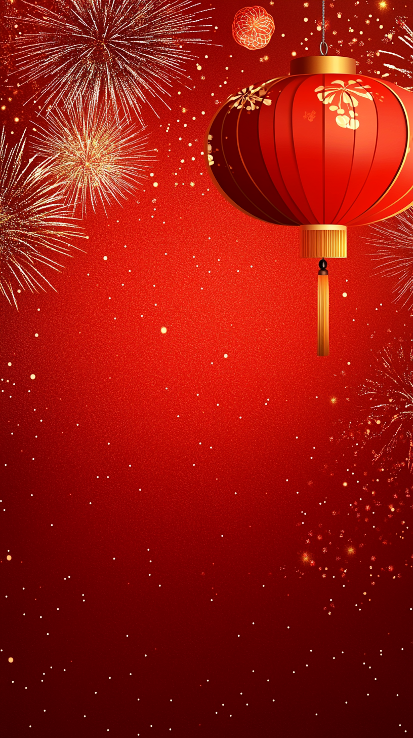 喜庆红灯笼烟花背景图