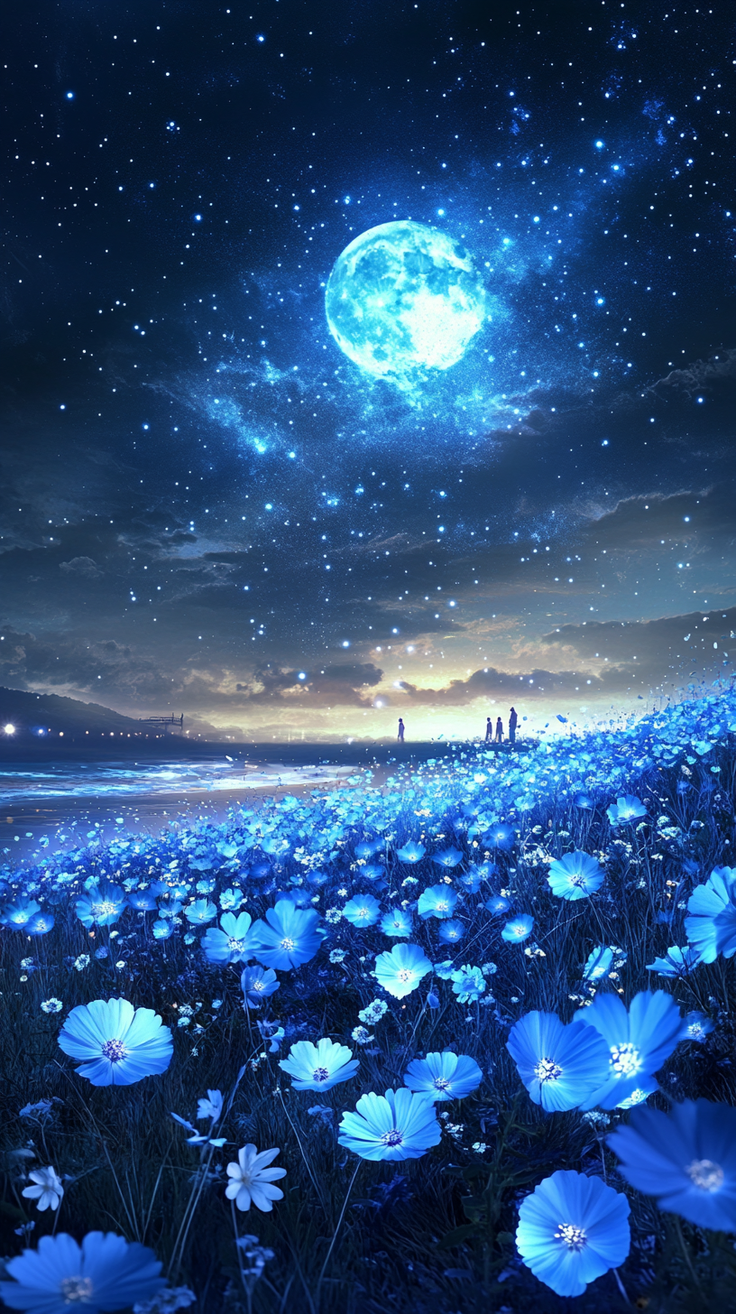 星空下的蓝色花海