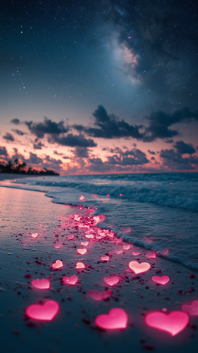 浪漫海滩星空夜景