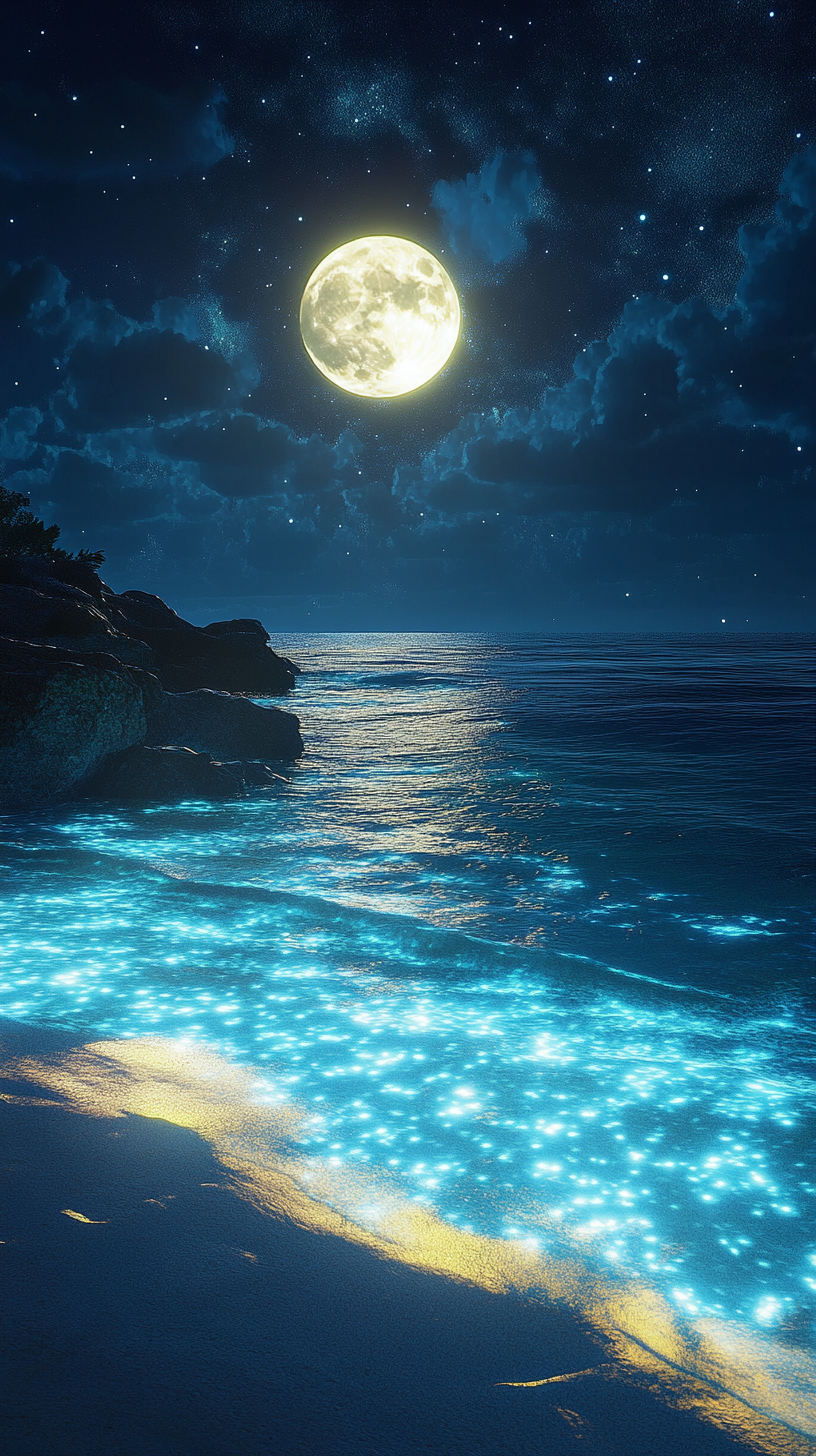 月光洒海面的唯美美景