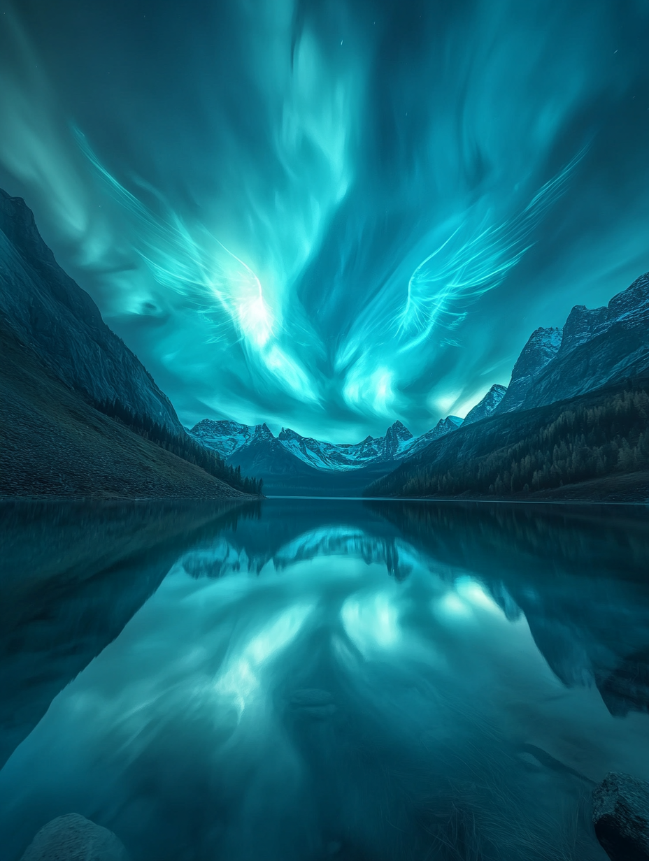 梦幻极光湖泊绝美自然风景