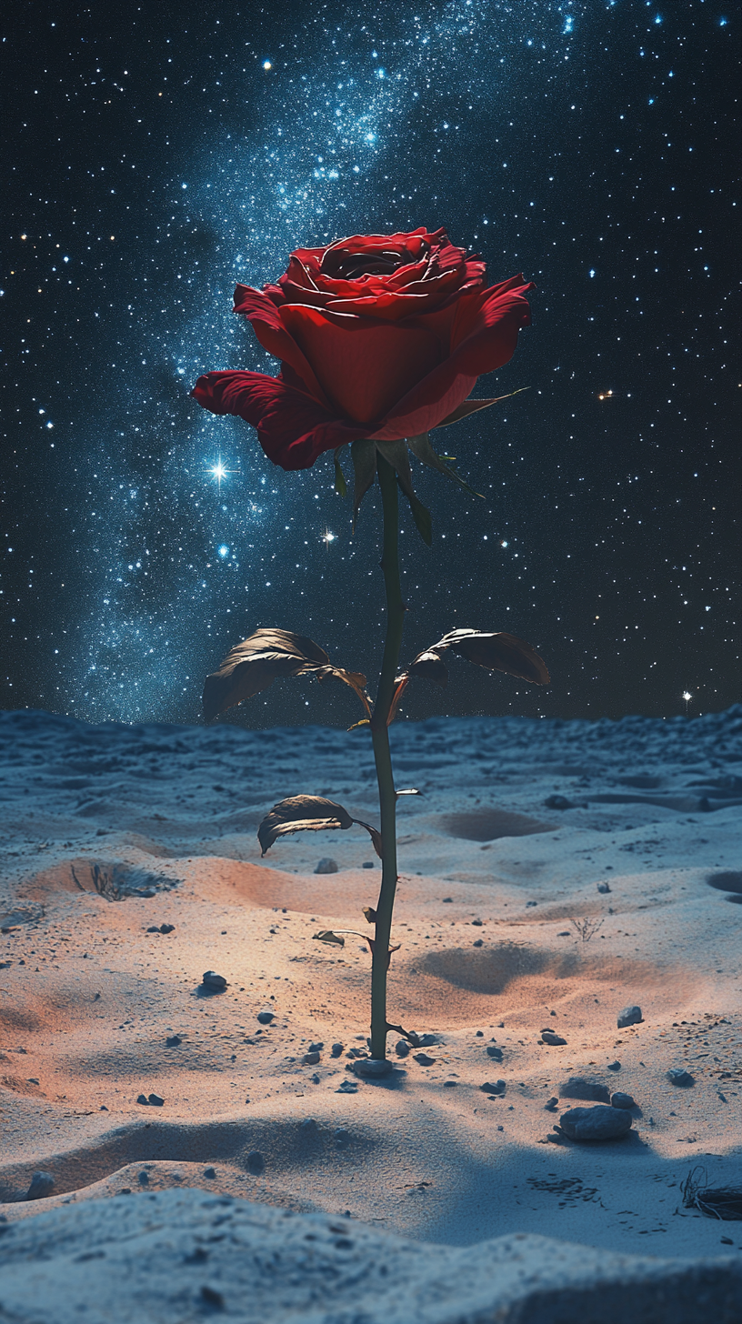 星空下的红玫瑰