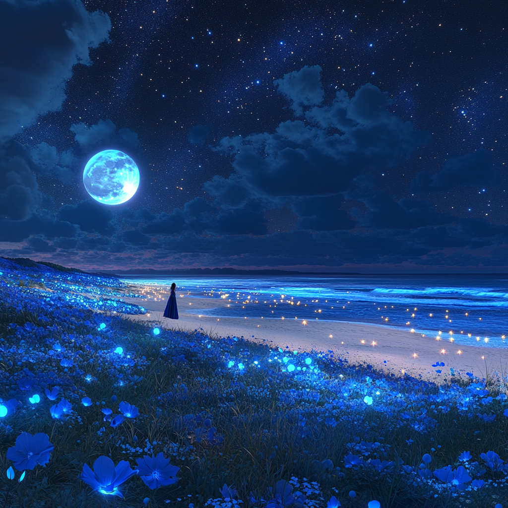 月光下的浪漫海边