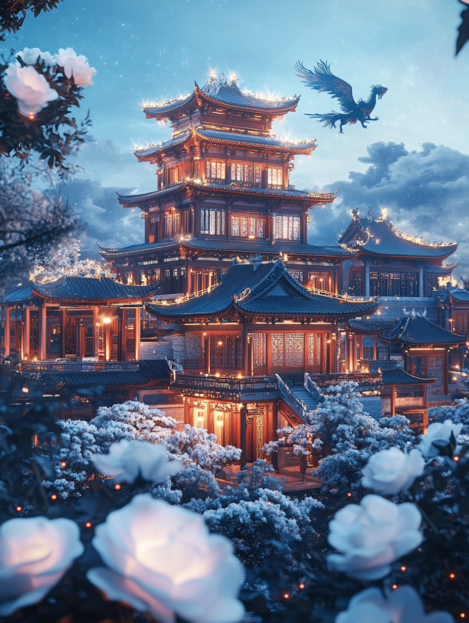 古建筑夜景图尽显中国风之美