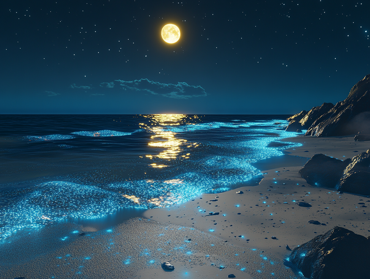 唯美月夜海滩