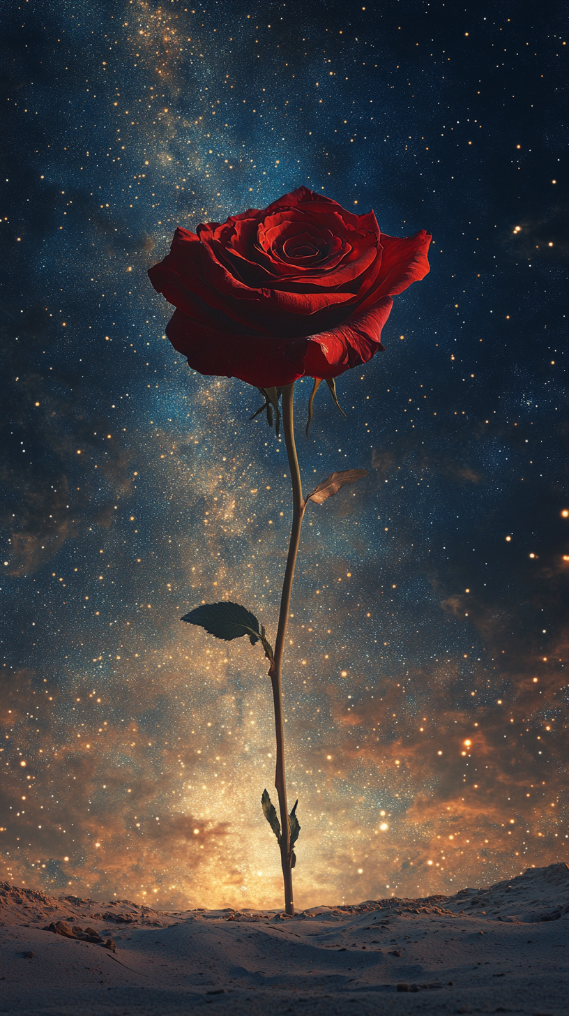 星空下的红玫瑰