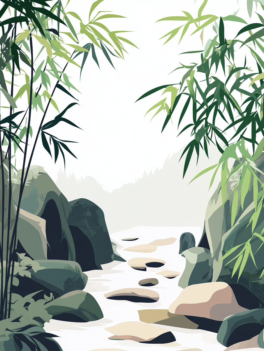 竹林小溪图