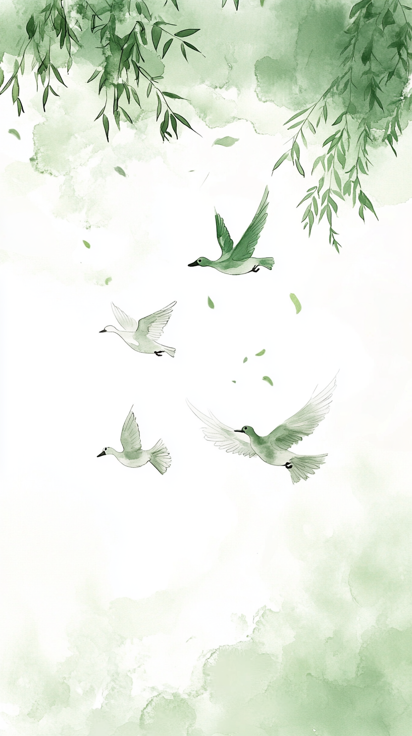 水墨风鸟儿飞舞
