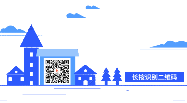 蓝色系卡通风格乡村场景二维码宣传图