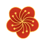 黄色描边红色旋转花卉