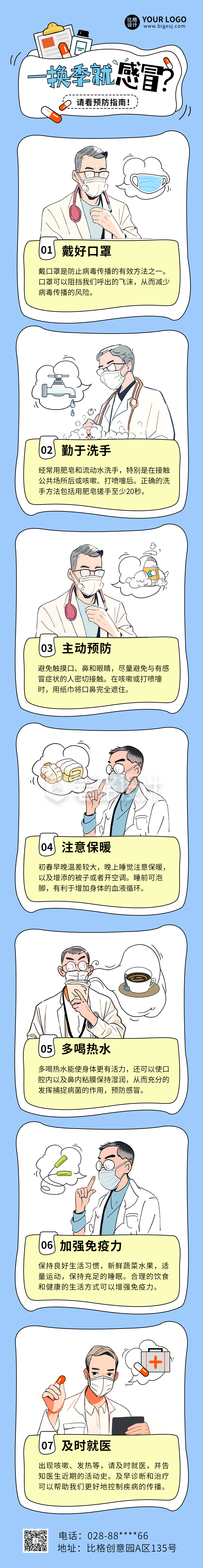 感冒医疗健康降温科普条漫