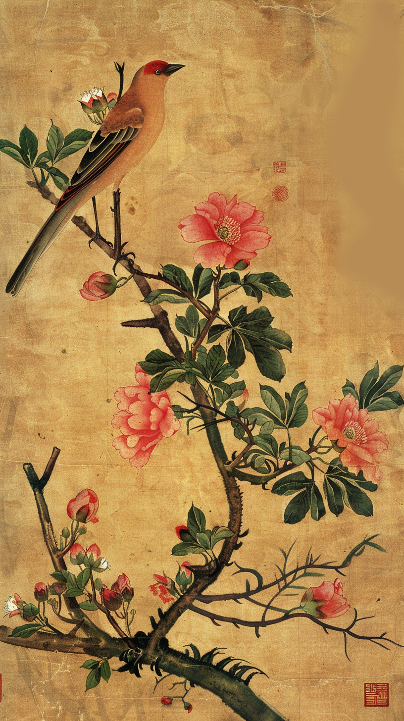 精美花鸟国画展现传统中国风艺术魅力