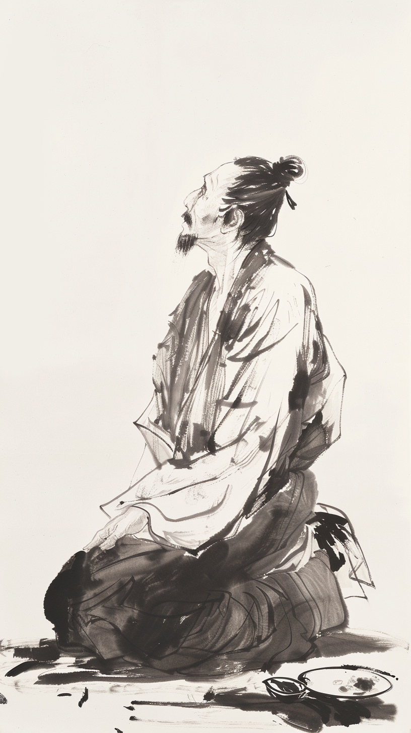 水墨风格古装人物画像古典韵味