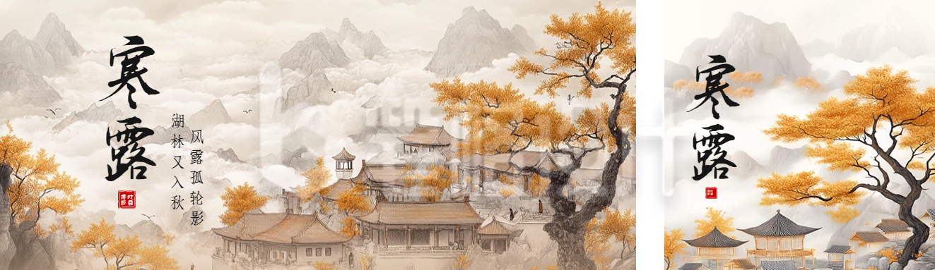 寒露节气手绘祝福公众号双封面 寒露节气手绘祝福公众号双封面