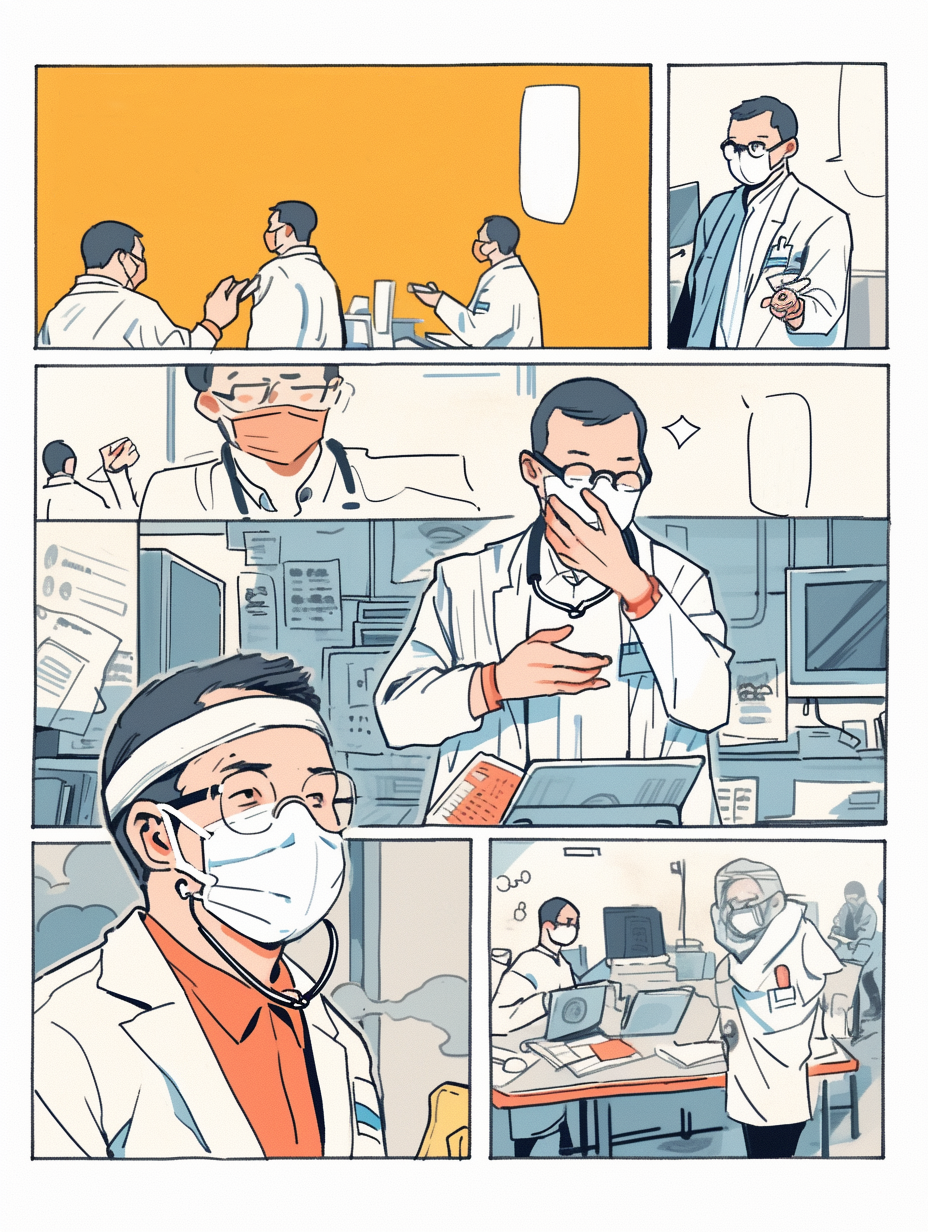 致敬白衣天使医护人员工作的漫画
