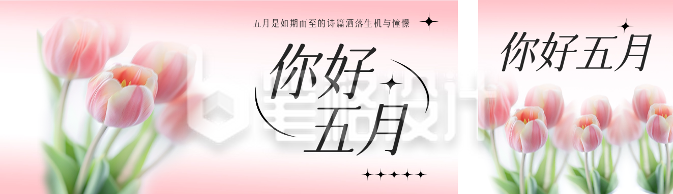 五月你好郁金香祝福公众号双封面