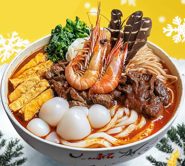 海鲜大虾汤面宣传图