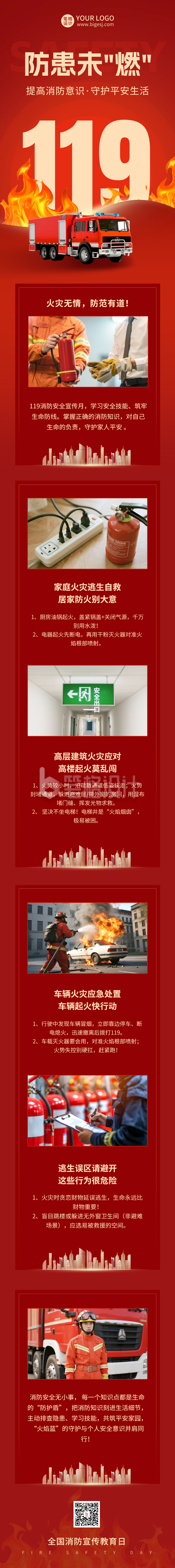 消防安全科普注意事项培训公众号长图