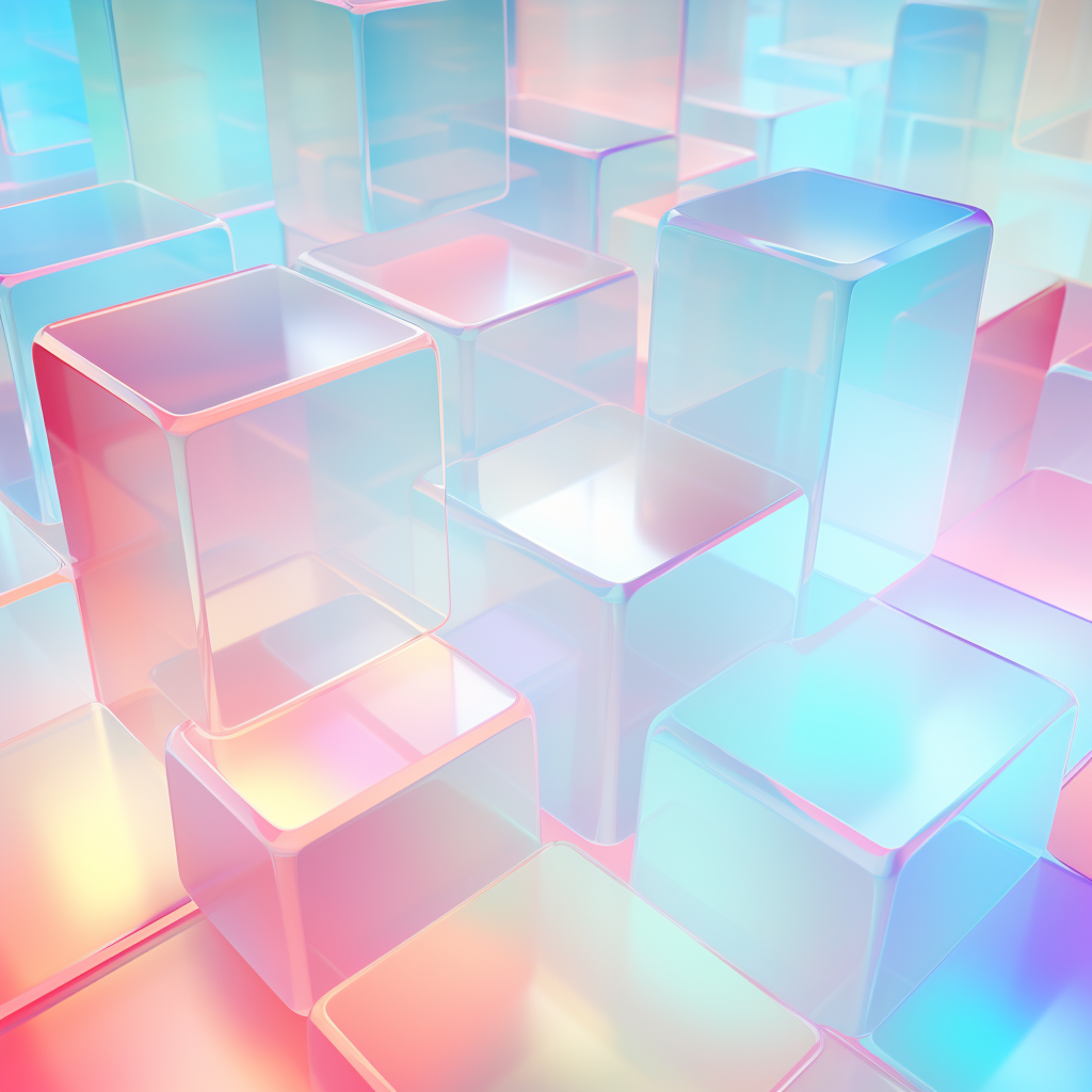 透明彩色方块构成的3D几何背景图