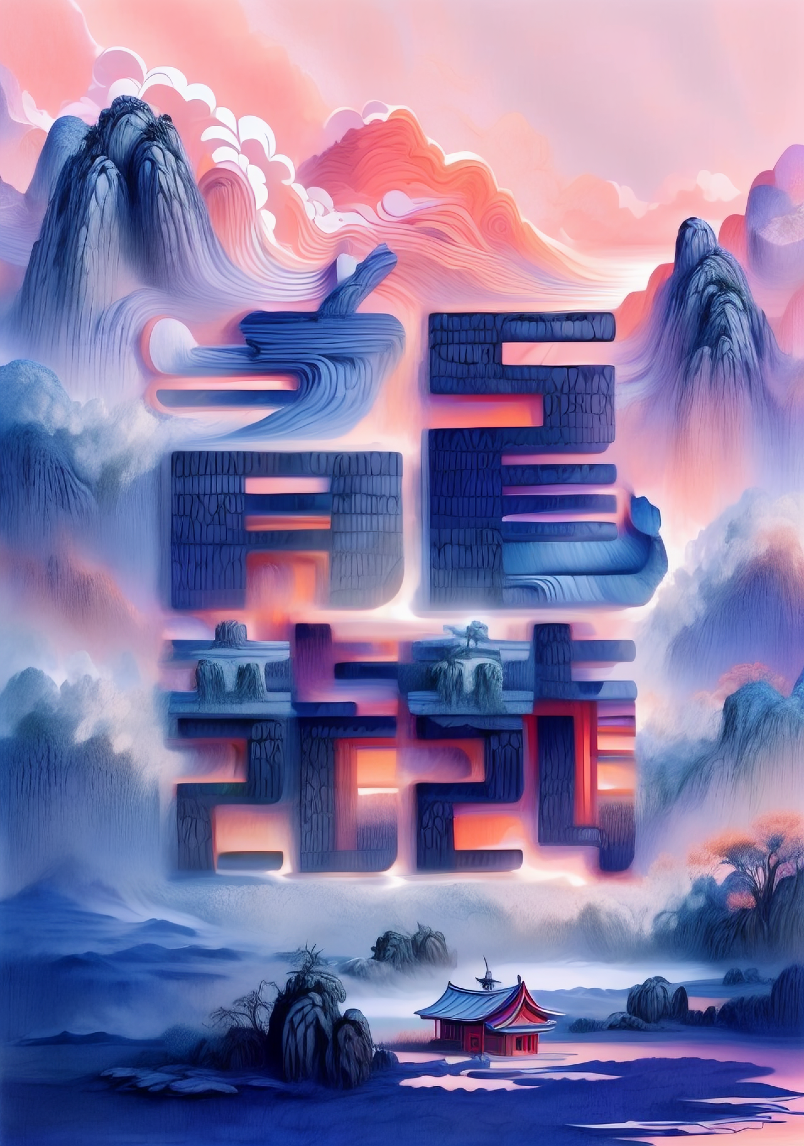 中国风山水意境海报古韵