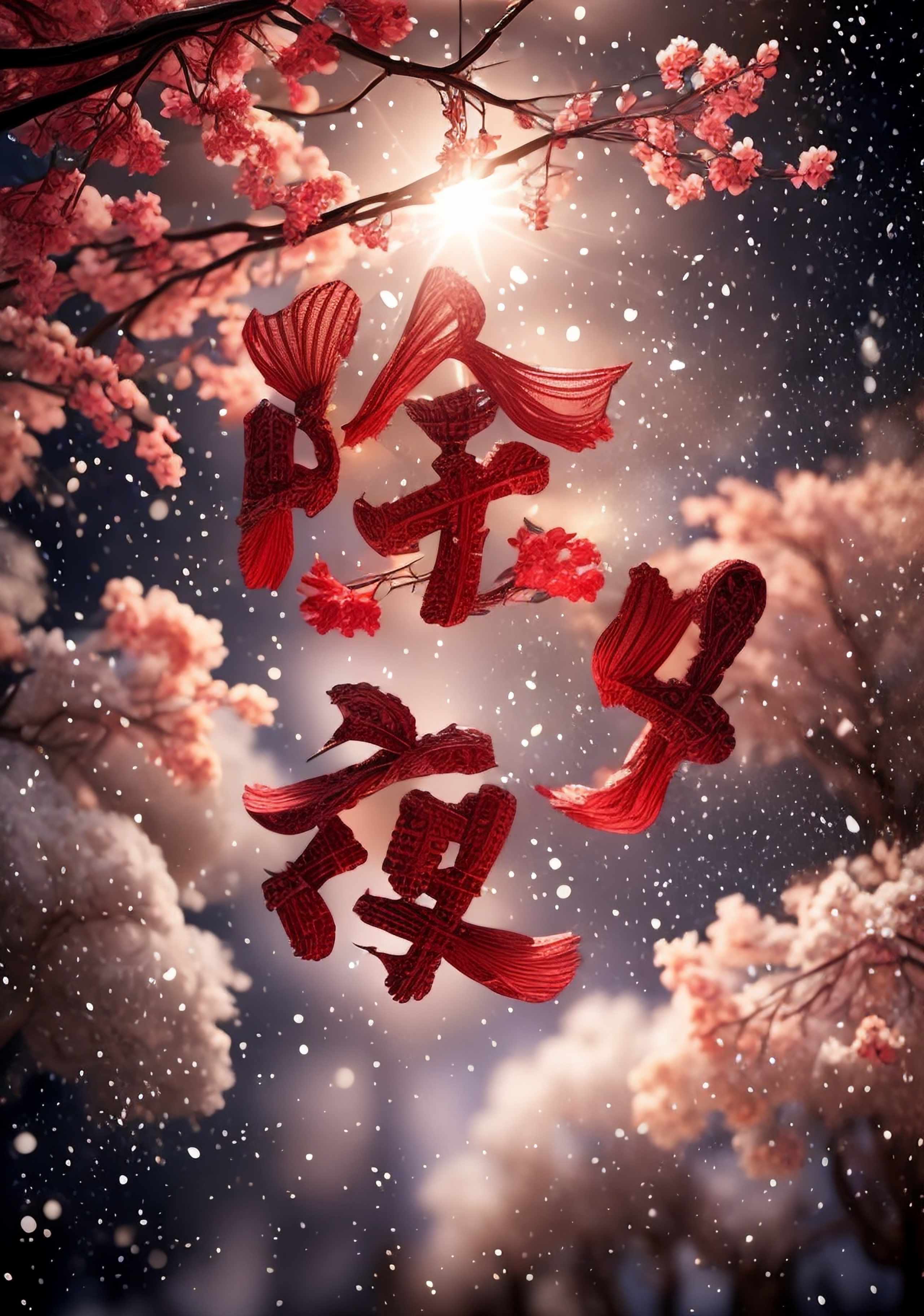 唯美雪中盛景冬至宣传海报
